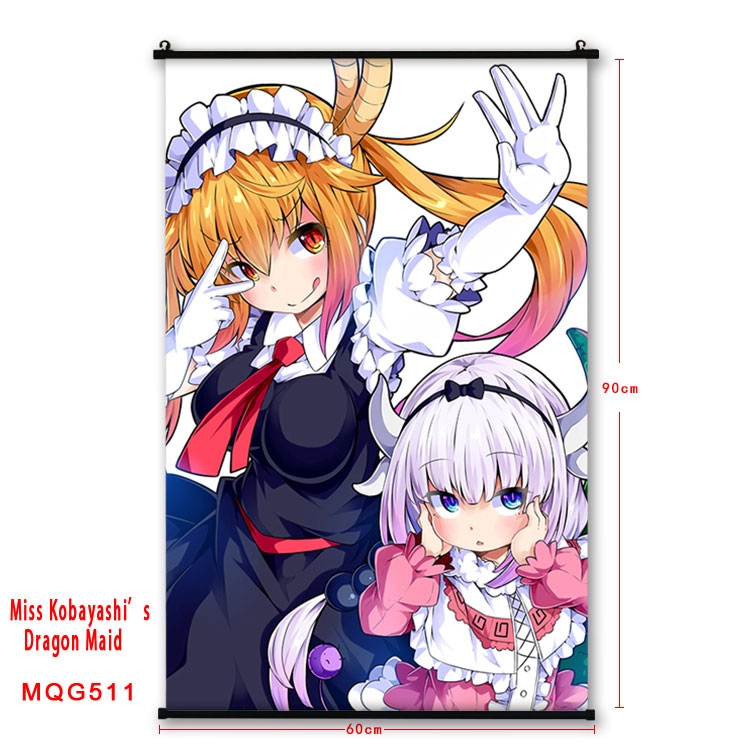 Miss Kobayashis Dragon Maid Anime plastic pole cloth painting Wall Scroll 60X90CM  MQG511