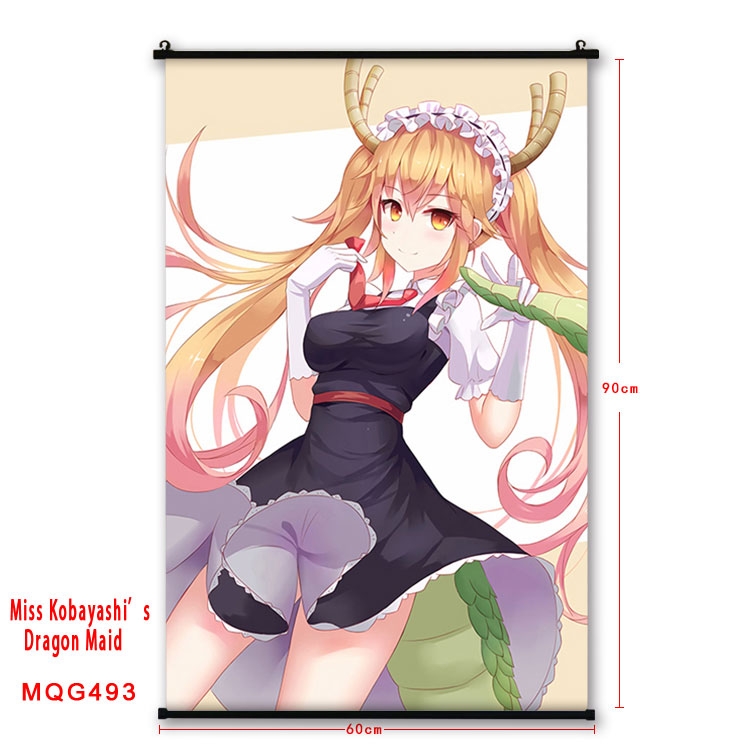 Miss Kobayashis Dragon Maid Anime plastic pole cloth painting Wall Scroll 60X90CM  MQG493