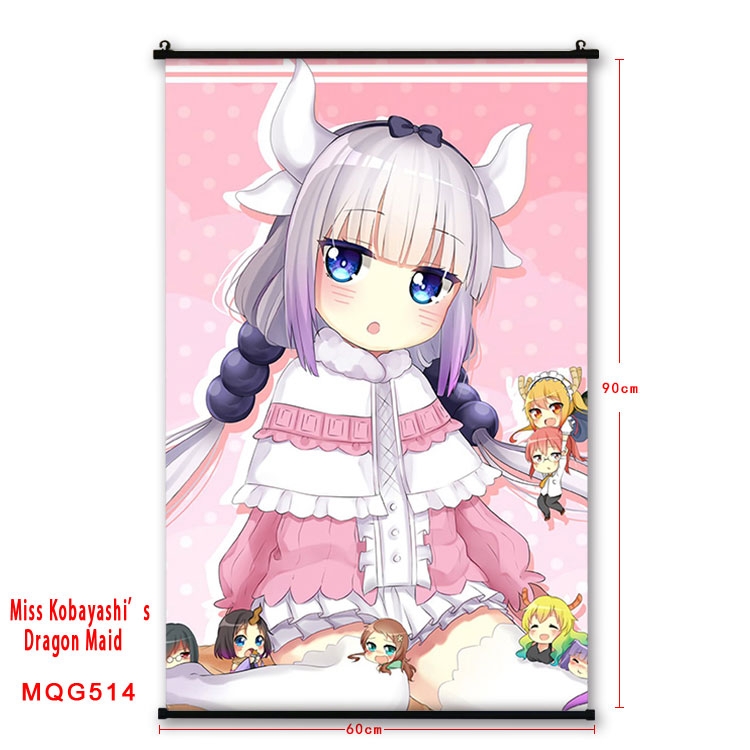 Miss Kobayashis Dragon Maid Anime plastic pole cloth painting Wall Scroll 60X90CM  MQG514