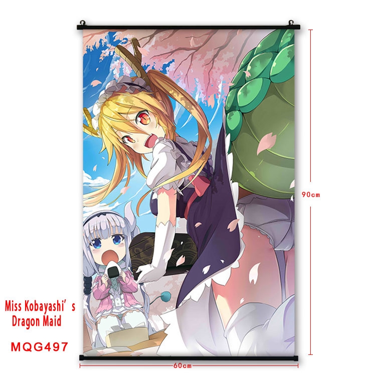 Miss Kobayashis Dragon Maid Anime plastic pole cloth painting Wall Scroll 60X90CM  MQG497