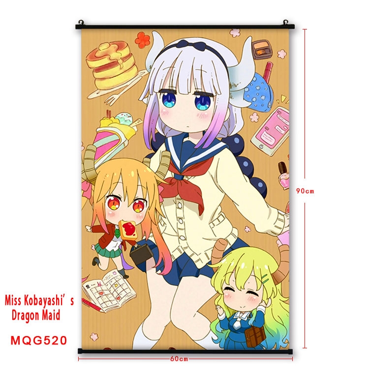 Miss Kobayashis Dragon Maid Anime plastic pole cloth painting Wall Scroll 60X90CM  MQG520