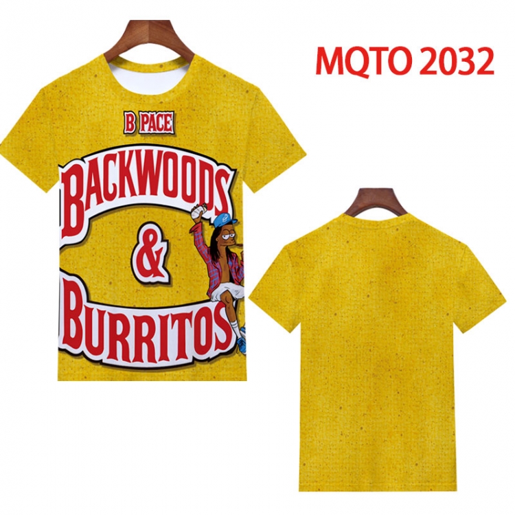 BACKWOODS Full color printing flower short sleeve T-shirt 2XS-4XL, 9 sizes MQTO2032