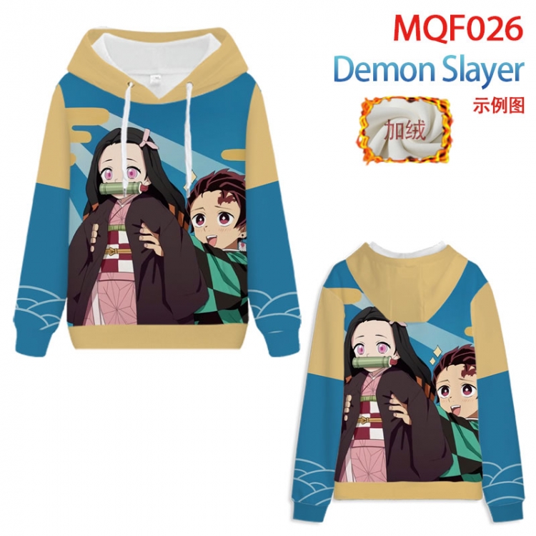 Demon Slayer Kimets Hooded pullover plus velvet padded sweater Hoodie 2XS-4XL, 9 sizes MQF026