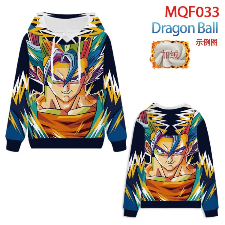 DRAGON BALL Hooded pullover plus velvet padded sweater Hoodie 2XS-4XL, 9 sizes MQF033