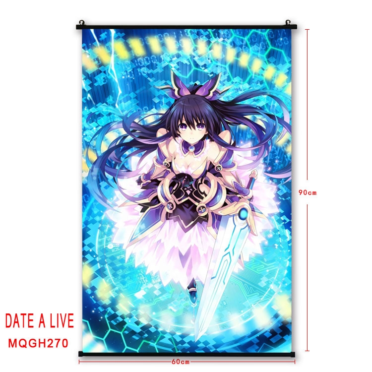 Date-A-Live Anime plastic pole cloth painting Wall Scroll 60X90CM MQGH270