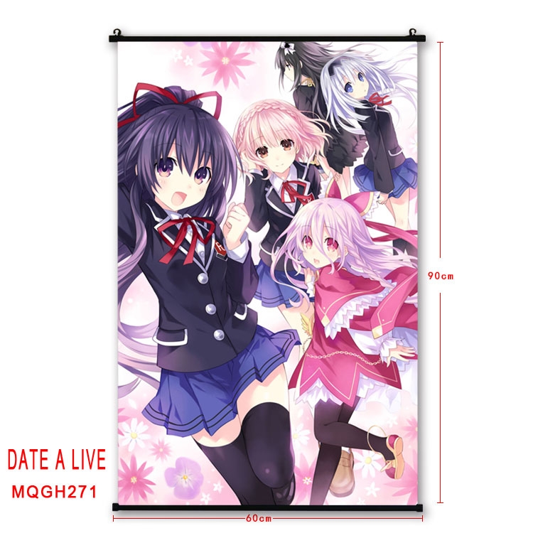 Date-A-Live Anime plastic pole cloth painting Wall Scroll 60X90CM MQGH271