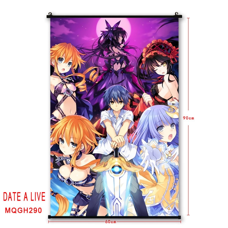 Date-A-Live Anime plastic pole cloth painting Wall Scroll 60X90CM MQGH290