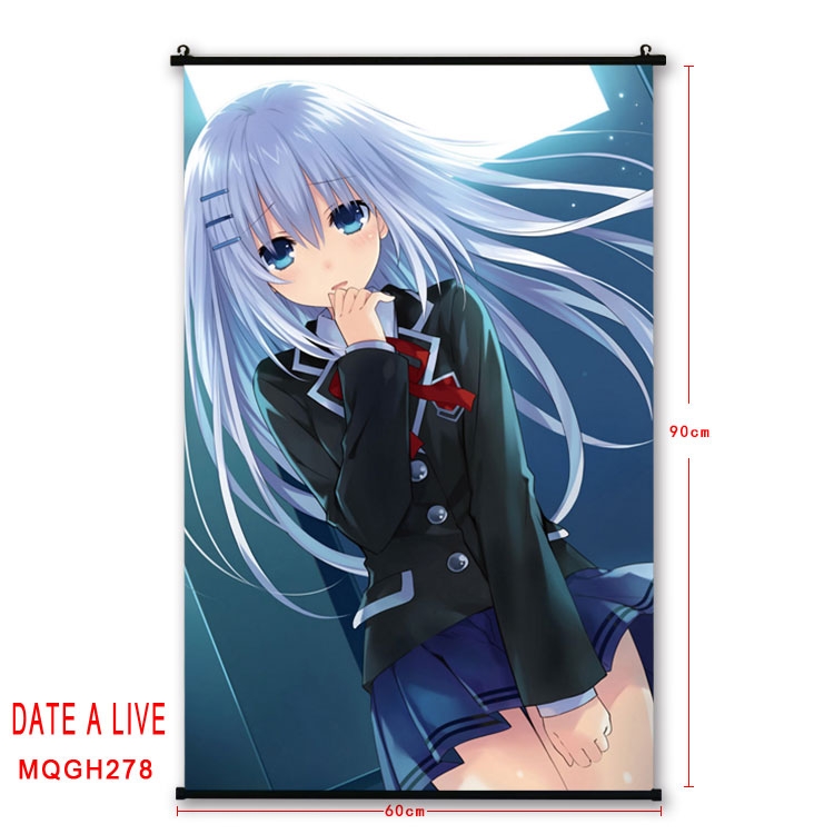 Date-A-Live Anime plastic pole cloth painting Wall Scroll 60X90CM MQGH278