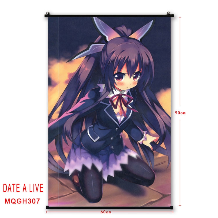 Date-A-Live Anime plastic pole cloth painting Wall Scroll 60X90CM MQGH307