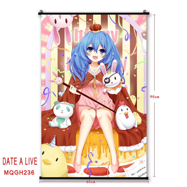 Date-A-Live Anime plastic pole cloth painting Wall Scroll 60X90CM MQGH236