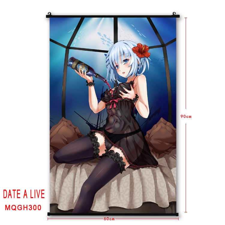 Date-A-Live Anime plastic pole cloth painting Wall Scroll 60X90CM MQGH300