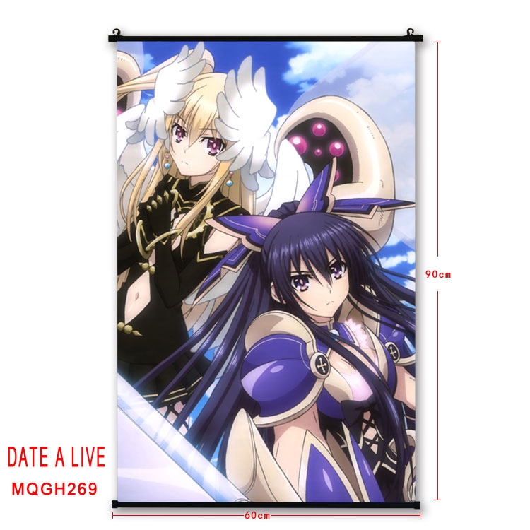 Date-A-Live Anime plastic pole cloth painting Wall Scroll 60X90CM MQGH269