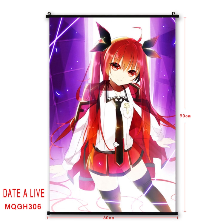 Date-A-Live Anime plastic pole cloth painting Wall Scroll 60X90CM MQGH306