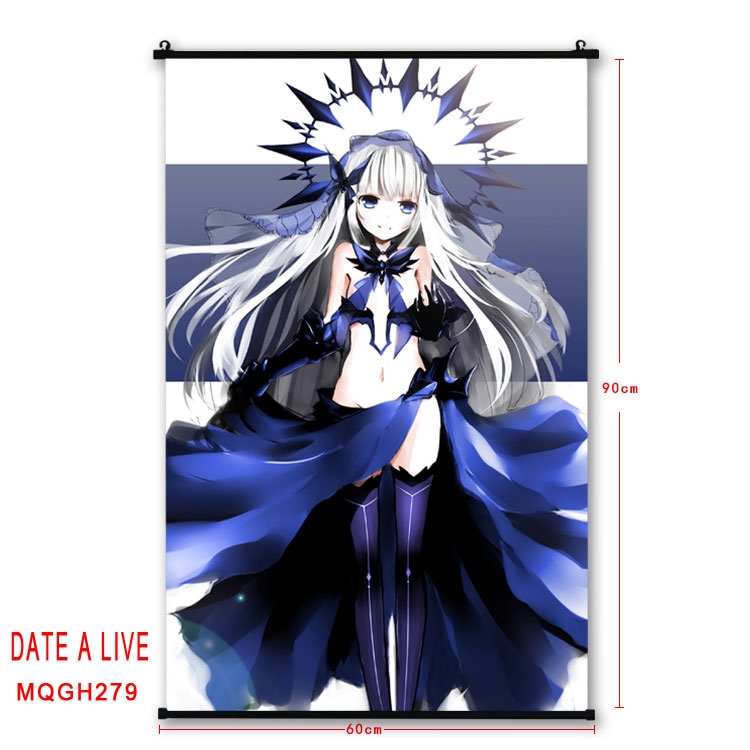 Date-A-Live Anime plastic pole cloth painting Wall Scroll 60X90CM MQGH279