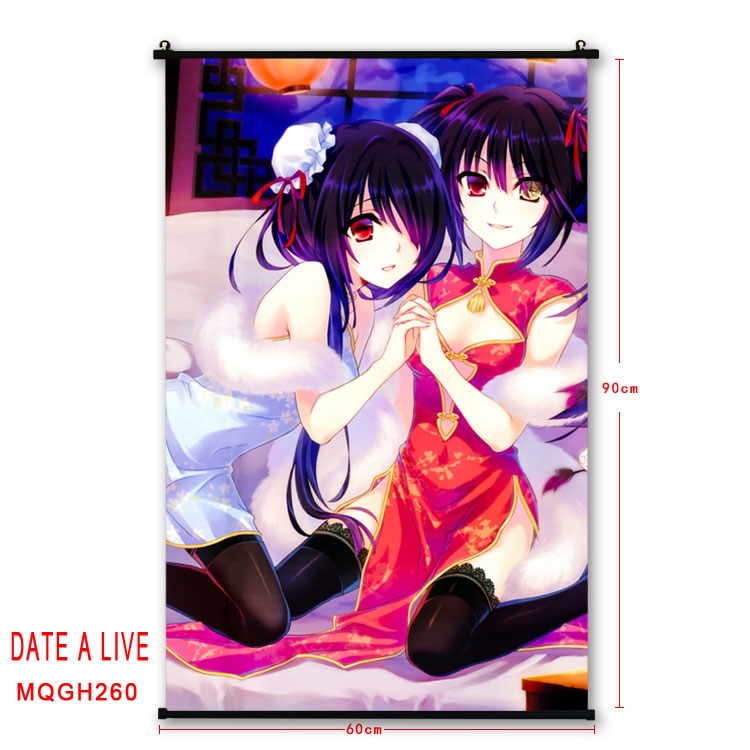 Date-A-Live Anime plastic pole cloth painting Wall Scroll 60X90CM MQGH260