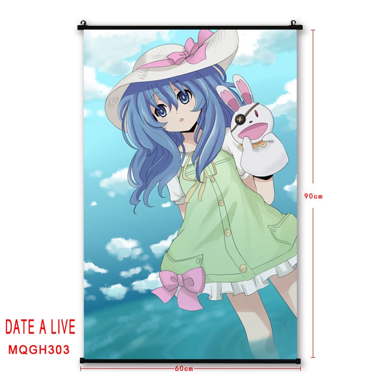 Date-A-Live Anime plastic pole cloth painting Wall Scroll 60X90CM MQGH303