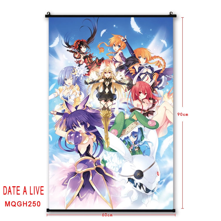 Date-A-Live Anime plastic pole cloth painting Wall Scroll 60X90CM MQGH250