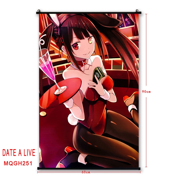 Date-A-Live Anime plastic pole cloth painting Wall Scroll 60X90CM MQGH251