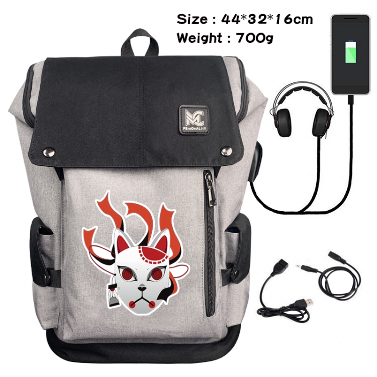 Demon Slayer Kimets Data cable animation game backpack school bag 5A