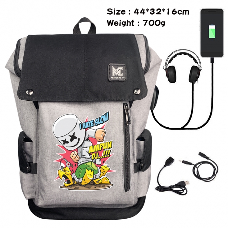 Marshmello Data cable animation game backpack school bag 5A