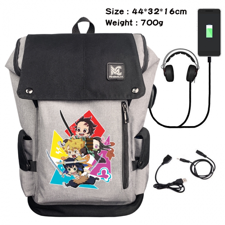 Demon Slayer Kimets Data cable animation game backpack school bag 7A