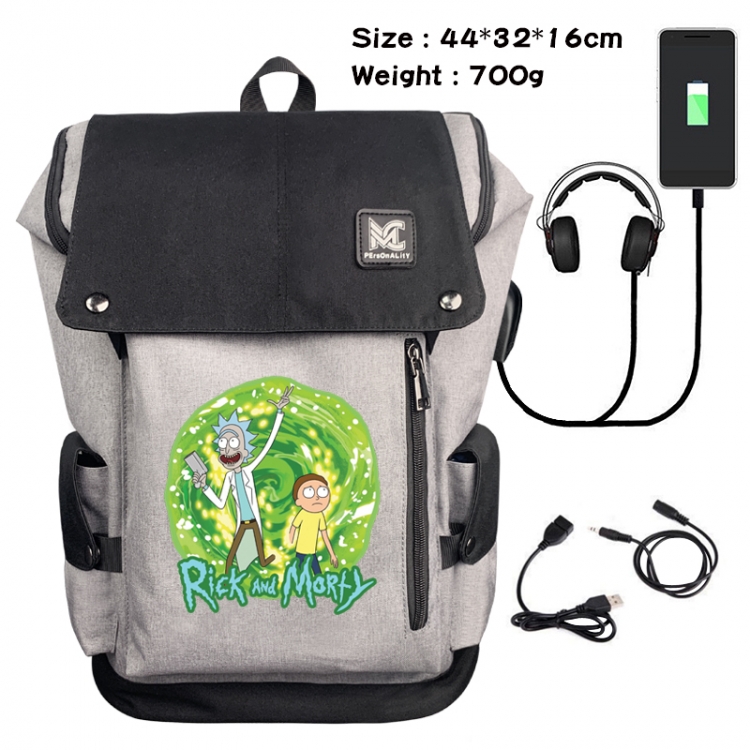 Rick and Morty Data cable animation game backpack school bag 1A
