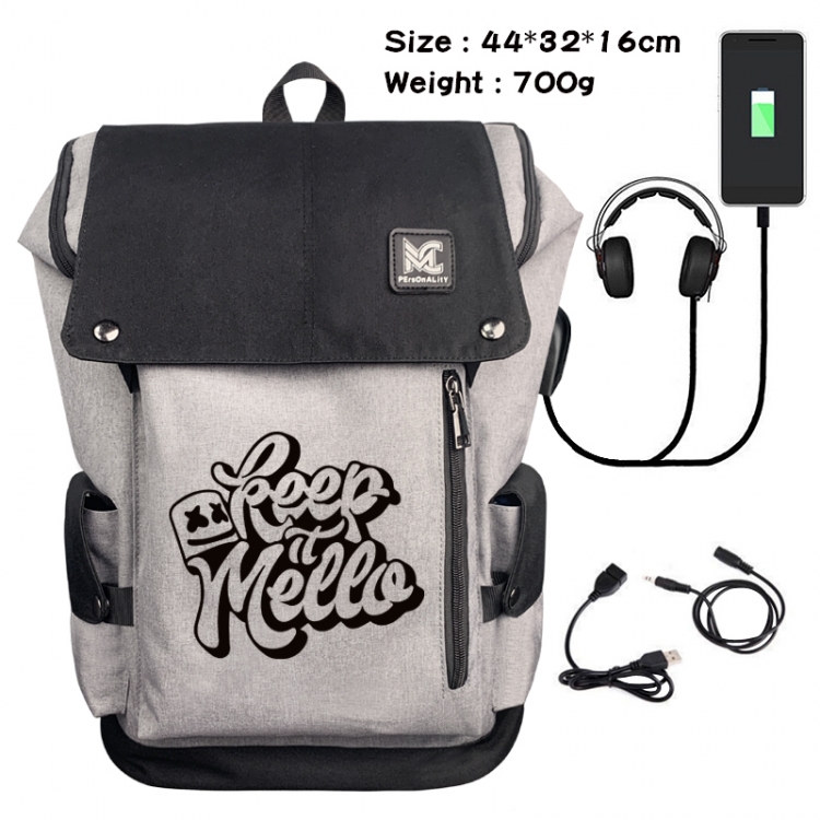 Marshmello Data cable animation game backpack school bag 3A