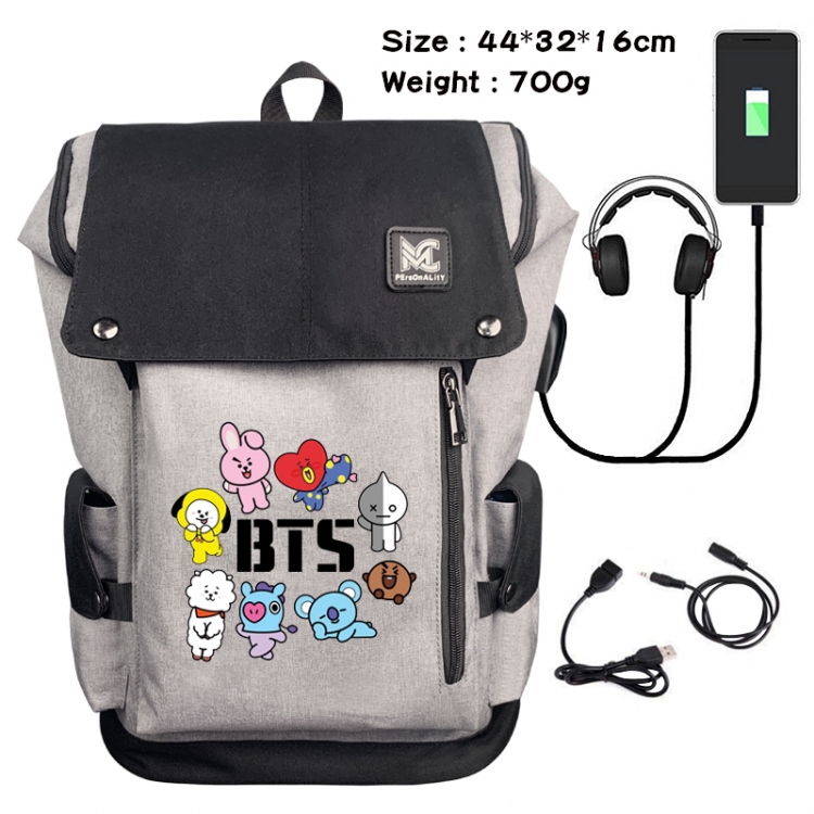 BTS Data cable animation game backpack school bag 9A