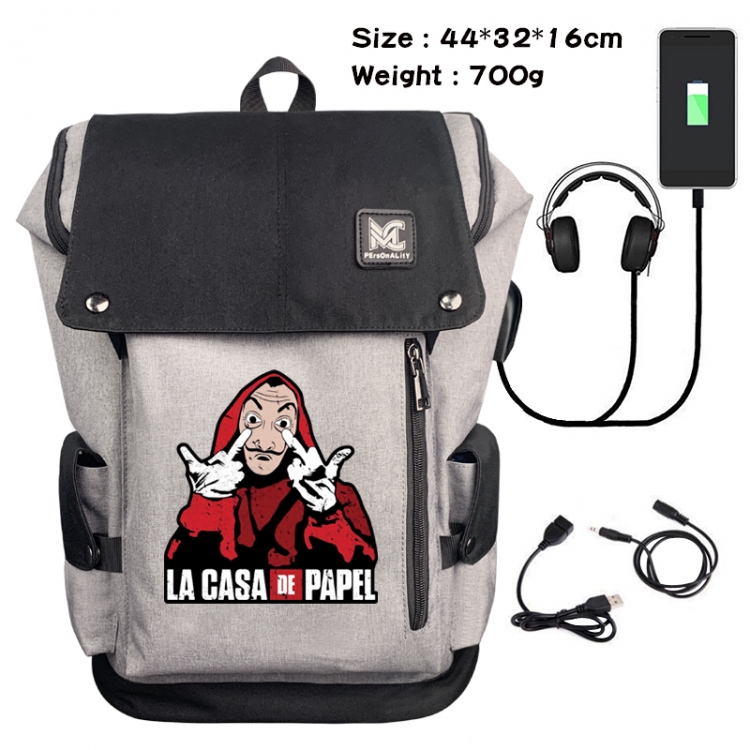 Money Heist Data cable animation game backpack school bag 2A