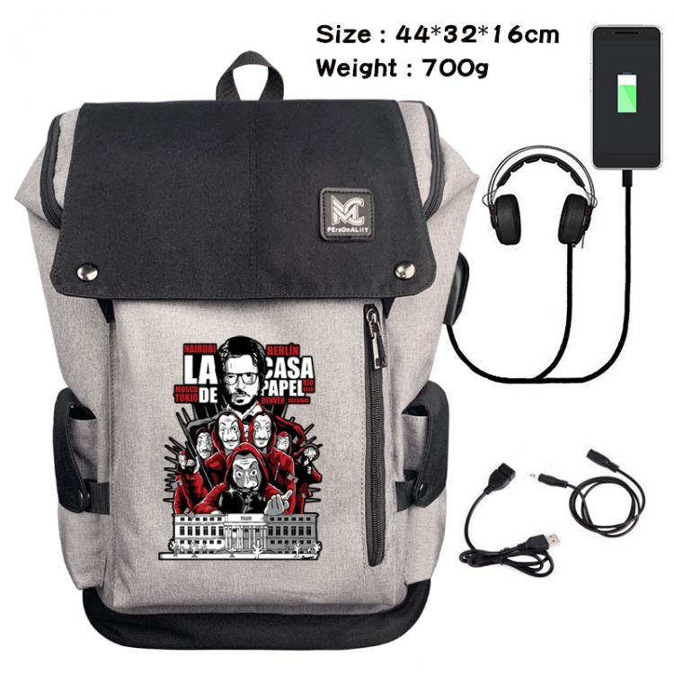 Money Heist Data cable animation game backpack school bag 1A