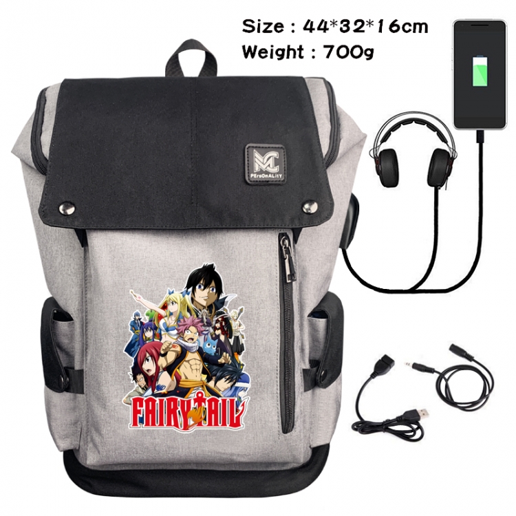 Fairy tail Data cable animation game backpack school bag 4A
