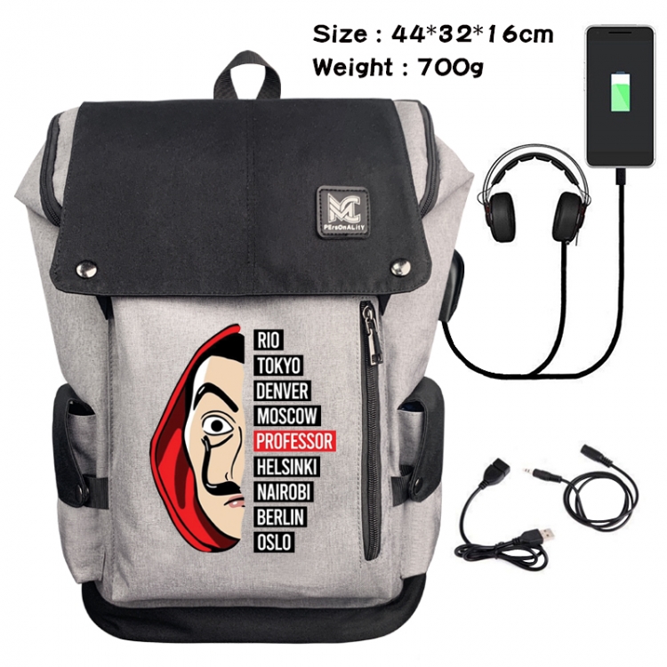 Money Heist Data cable animation game backpack school bag 4A