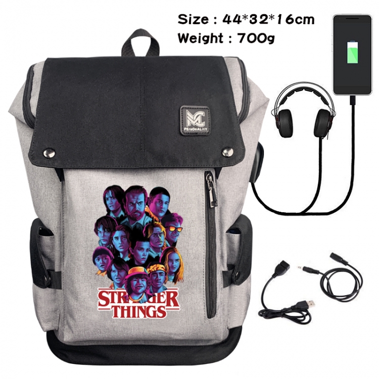 Stranger Things Data cable animation game backpack school bag 3A
