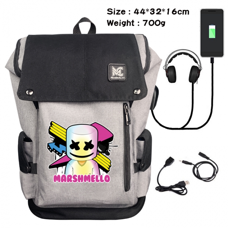 Marshmello Data cable animation game backpack school bag 6A