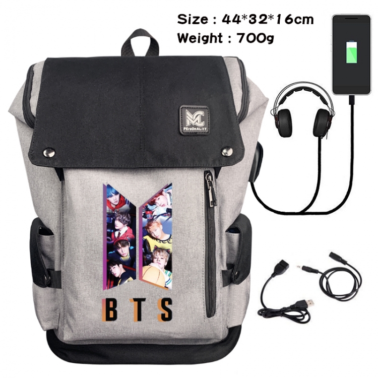 BTS Data cable animation game backpack school bag 1A