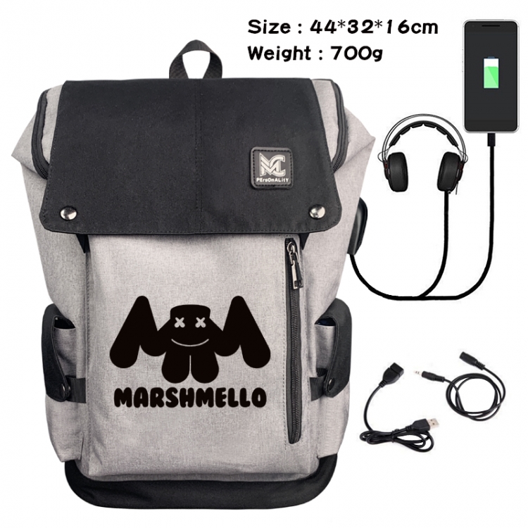 Marshmello Data cable animation game backpack school bag 2A