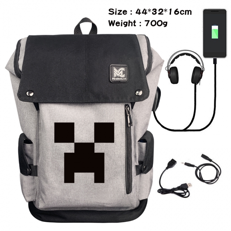 Minecraft Data cable animation game backpack school bag 1A