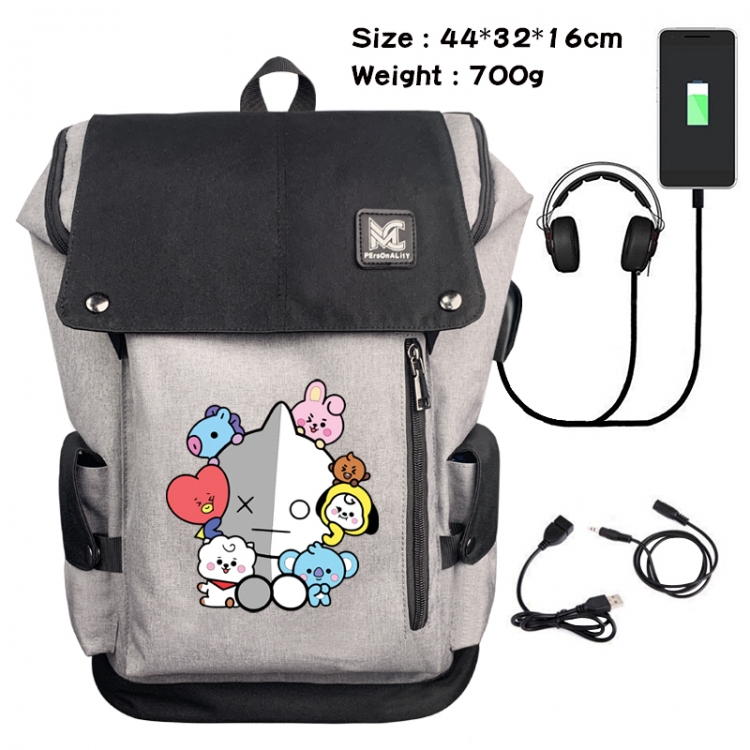 BTS Data cable animation game backpack school bag 5A