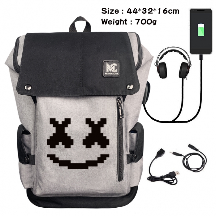 Marshmello Data cable animation game backpack school bag 1A