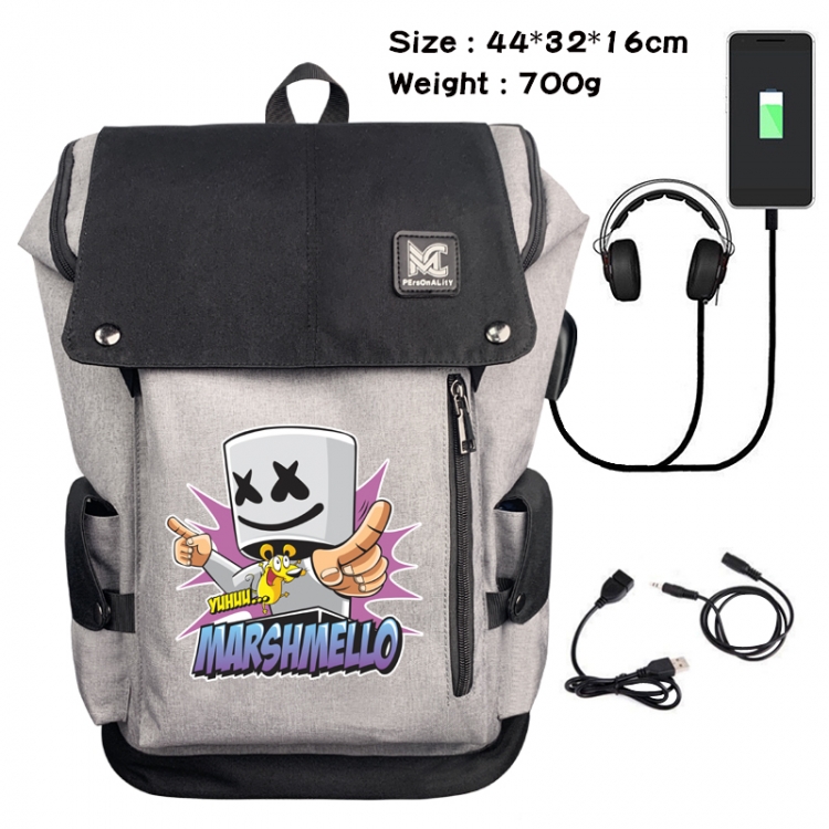 Marshmello Data cable animation game backpack school bag 4A