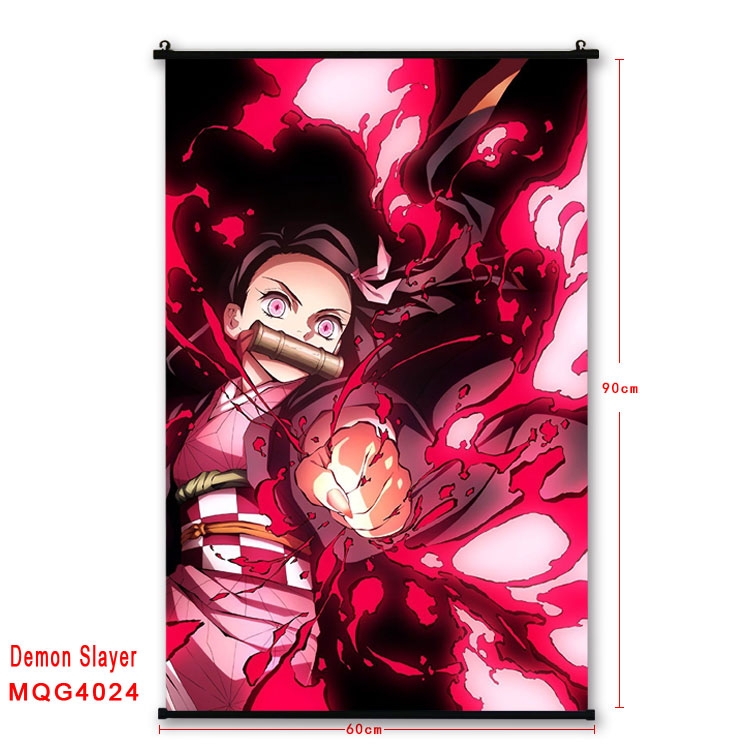 Demon Slayer Kimets Anime plastic pole cloth painting Wall Scroll 60X90CM  MQG4024