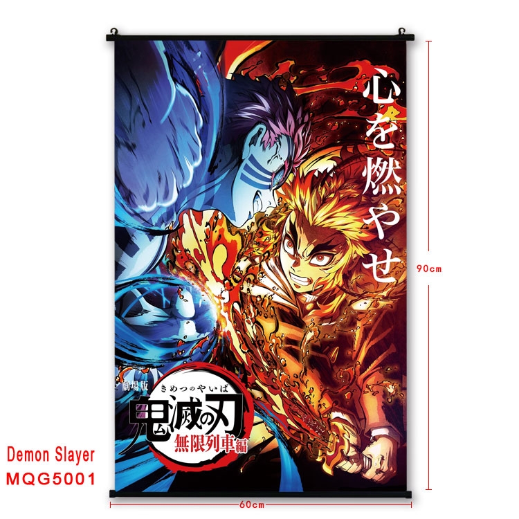 Demon Slayer Kimets Anime plastic pole cloth painting Wall Scroll 60X90CM  MQG5001