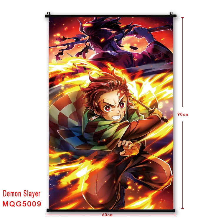 Demon Slayer Kimets Anime plastic pole cloth painting Wall Scroll 60X90CM  MQG5009