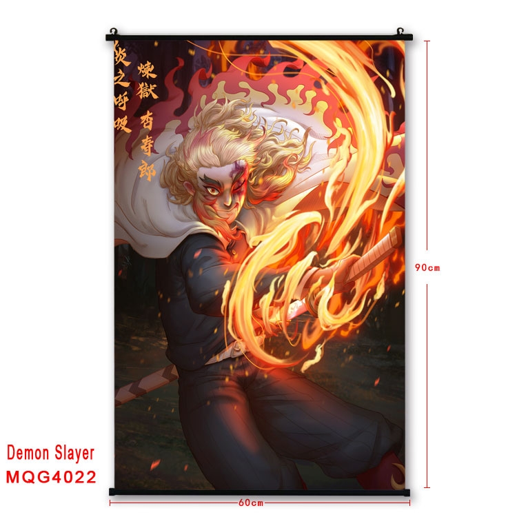 Demon Slayer Kimets Anime plastic pole cloth painting Wall Scroll 60X90CM  MQG4022