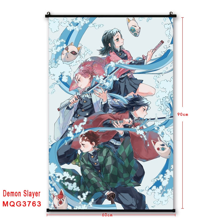 Demon Slayer Kimets Anime plastic pole cloth painting Wall Scroll 60X90CM  MQG3763