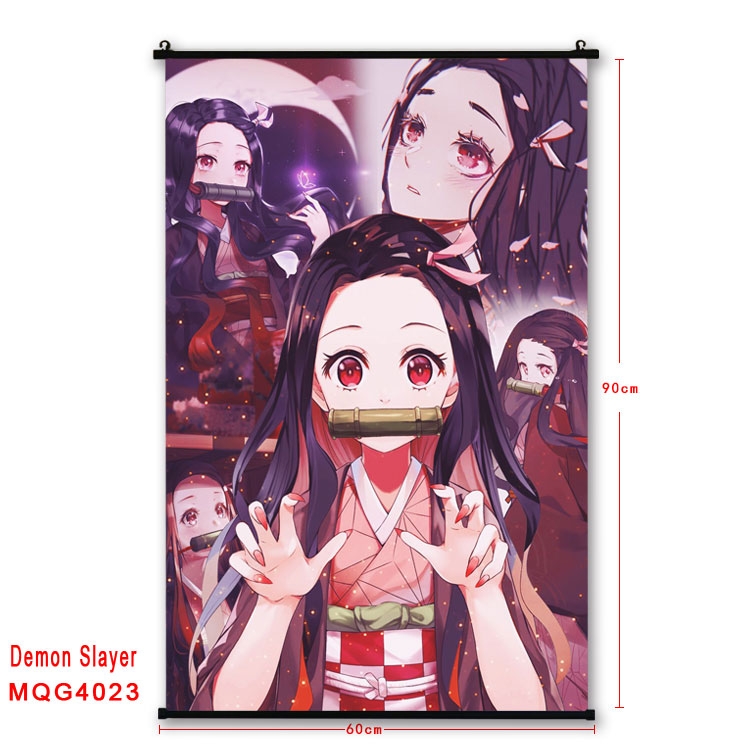 Demon Slayer Kimets Anime plastic pole cloth painting Wall Scroll 60X90CM  MQG4023