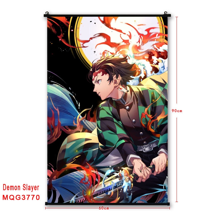 Demon Slayer Kimets Anime plastic pole cloth painting Wall Scroll 60X90CM  MQG3770