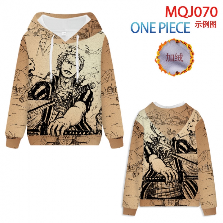 One Piece Anime hooded plus fleece sweater 9 sizes from XXS to 4XL MQJ070