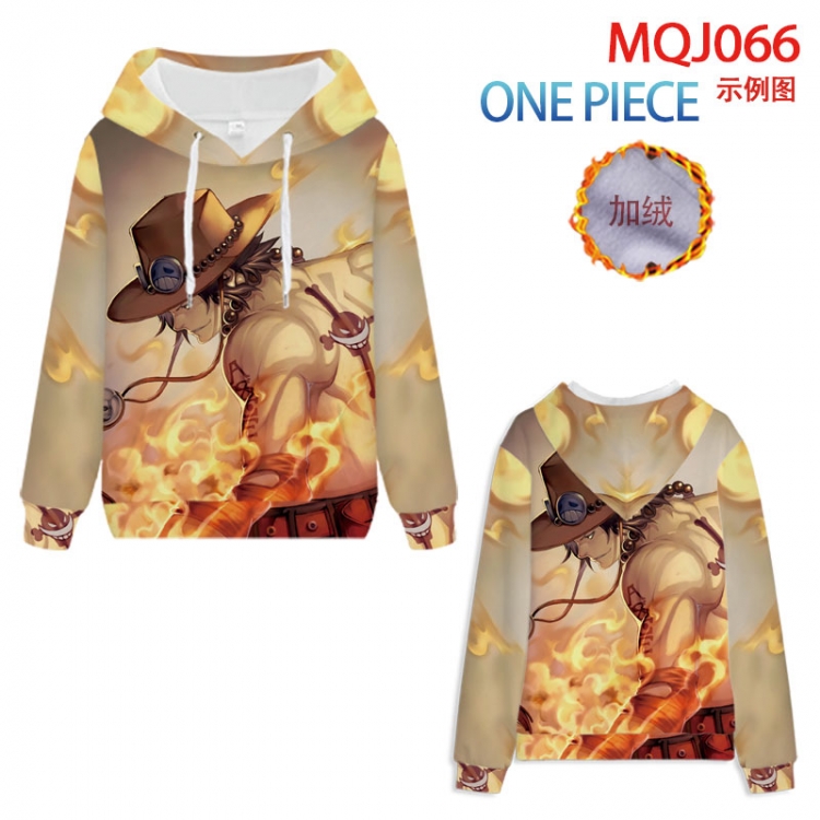 One Piece Anime hooded plus fleece sweater 9 sizes from XXS to 4XL MQJ066