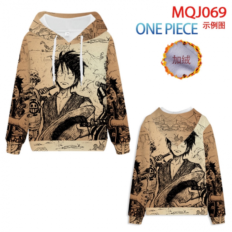 One Piece Anime hooded plus fleece sweater 9 sizes from XXS to 4XL MQJ069
